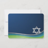 Steel Wave Blue und Green Response RSVP Karte (Rückseite)