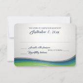Steel Wave Blue und Green Response RSVP Karte (Vorderseite)