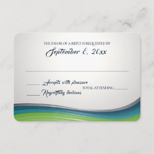 Steel Wave Blue und Green Response RSVP Karte