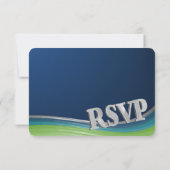 Steel Wave Blue und Green Response RSVP Karte (Rückseite)