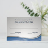 Steel Wave Blue und Silver Response RSVP Karte (Stehend Vorderseite)