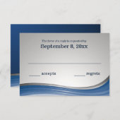 Steel Wave Blue und Silver Response RSVP Karte (Vorne/Hinten)