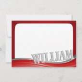 Steel Wave Red mit Name William Flat Note Mitteilungskarte (Vorderseite)