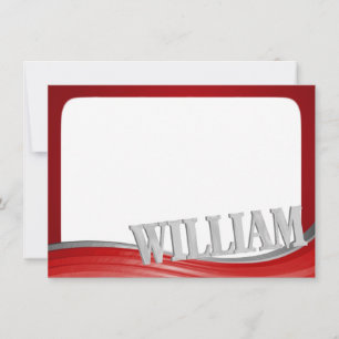 Steel Wave Red mit Name William Flat Note Mitteilungskarte