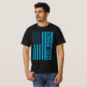 Steel Worker Blue Flag Patriotic T-Shirt (Vorne ganz)