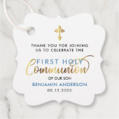 Steelblue und Gold First Holy Communion Vielen Dan Geschenkanhänger (Vorderseite)