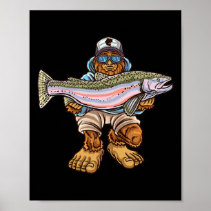 Steelhead-Angeln Bigfoot-Forelle-Fluss-Angler Poster