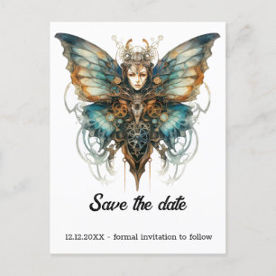 Steelswift Peacock Butterfly Steampunk Wedding Ankündigungspostkarte