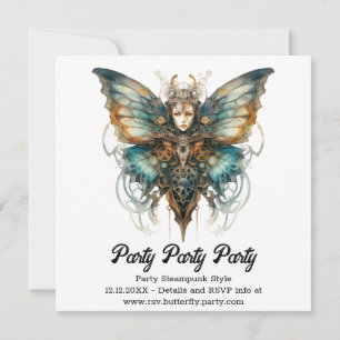 Steelswift Pfau Schmetterling Steampunk Hochzeit Ankündigung