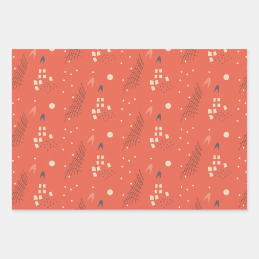 steenrood abstract geschenkpapier set (Vorderseite 3)