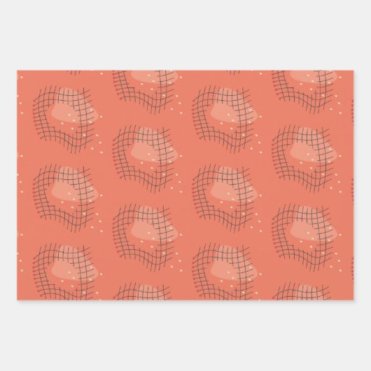 steenrood abstract geschenkpapier set (Vorderseite 2)