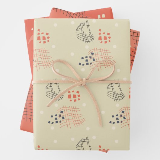 steenrood abstract geschenkpapier set (Beispiel)