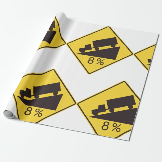 Steep Grade Traffic Sign Trucking Hauling Caution Geschenkpapier (Ungerollt)