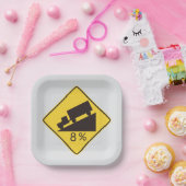 Steep Grade Traffic Sign Trucking Hauling Caution Pappteller (Party)