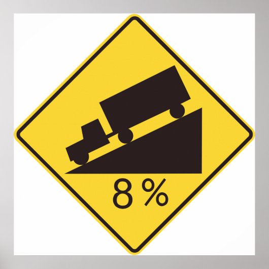 Steep Grade Traffic Sign Trucking Hauling Caution Poster (Vorne)