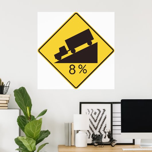 Steep Grade Traffic Sign Trucking Hauling Caution Poster (Heimbüro)