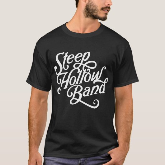 Steep Hollow Band - Schwarzes Tee mit weißem Logo (Vorderseite)