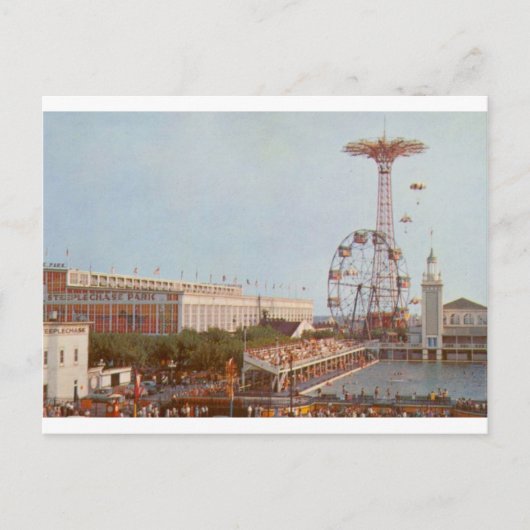 Steeplechase Amusement Park, Coney Island Ny Postkarte (Vorderseite)