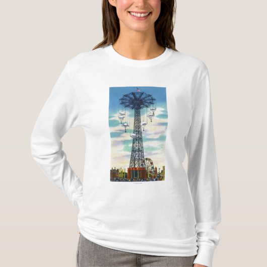 Steeplechase-Park-Fallschirmabsprungs-Tagesszene T-Shirt (Vorderseite)