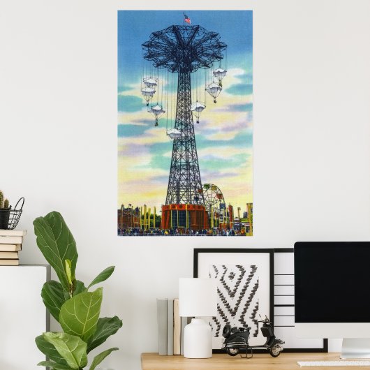 Steeplechase Park Parachute Jump Daytime Scene Poster (Heimbüro)