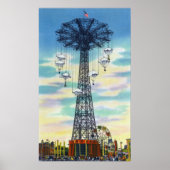 Steeplechase Park Parachute Jump Daytime Scene Poster (Vorne)