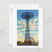 Steeplechase Park Parachute Jump Daytime Scene Postkarte (Vorne/Hinten)