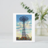 Steeplechase Park Parachute Jump Daytime Scene Postkarte (Stehend Vorderseite)