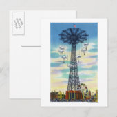 Steeplechase Park Parachute Jump Daytime Scene Postkarte (Vorne/Hinten)