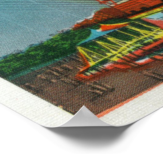 Steeplechase Park Parachute Jump View bei Nacht Poster (Ecke)