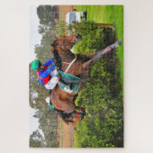 Steeplechase Pferd und Reiter über dem Sprung Puzzle (Vertikal)