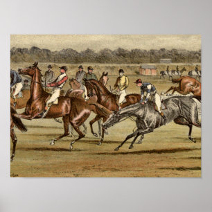 Steeplechase-Pferderennen-Druck 1886 Poster