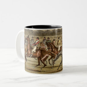 Steeplechase-Pferderennen-Kunst 1886 Zweifarbige Tasse