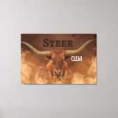 'Steer Clear' Longhorn Stretched Canvas Print Leinwanddruck (Vorderseite)