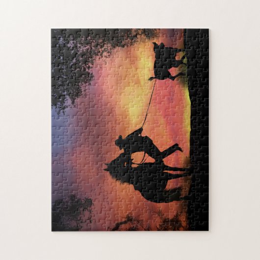 Steer Roping Country Western Cowboy Puzzle (Vertikal)