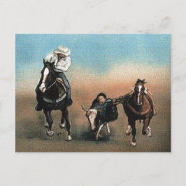 "Steer Wrestling" Art Reproduction Postcard Postkarte