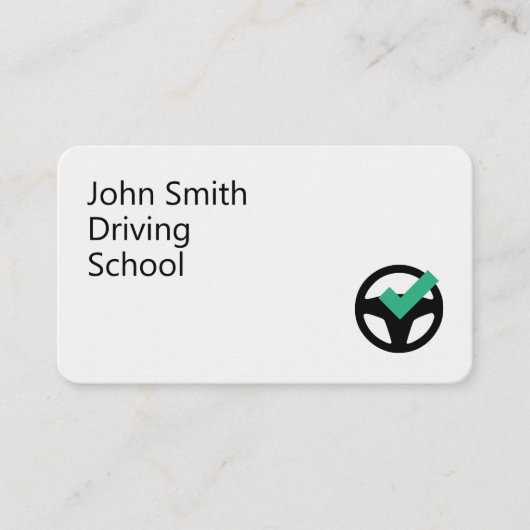 Steering Wheel & checkmark - Driving School Visitenkarte (Vorderseite)