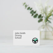 Steering Wheel & checkmark - Driving School Visitenkarte (Stehend Vorderseite)