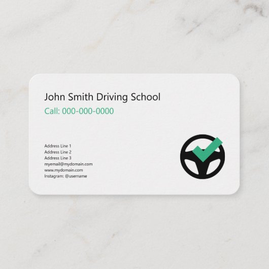 Steering Wheel & checkmark - Driving School Visitenkarte (Rückseite)