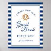 Steering Wheel Nautical Wedding Sign Guest Book Poster (Vorne)