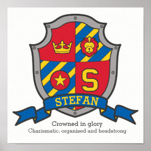 Stefan Jungenname Bedeutung Heraldik Schild Poster