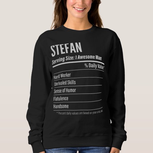 Stefan Serving Size Nutrition Label Calories Sweatshirt (Vorderseite)