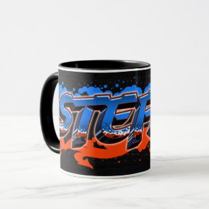 Stefan Vorname Name Graffiti blue orange Tasse