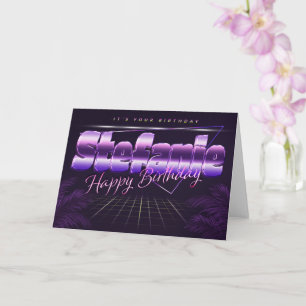 Stefanie Name Vorname lila retro Karte Geburtstag