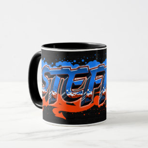 Steffen Vorname Name Graffiti blue orange Tasse
