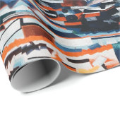 Steg mit braunem und blauem Holzschiff Geschenkpapier (Rolleneckpunkt)