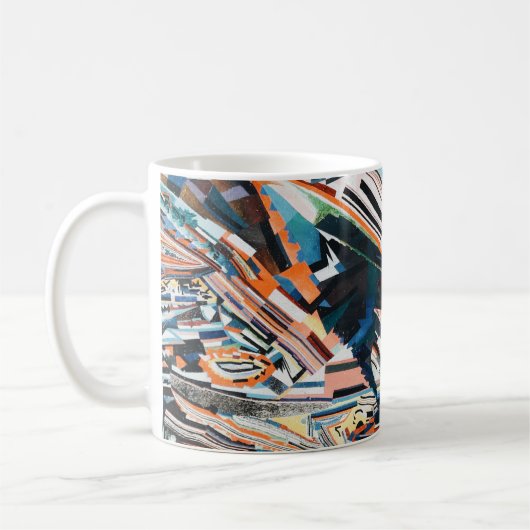 Steg mit braunem und blauem Holzschiff Kaffeetasse (Links)