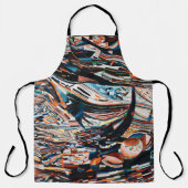 Steg mit braunem und blauem Holzschiff Schürze (Vorderseite)