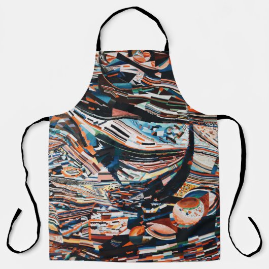 Steg mit braunem und blauem Holzschiff Schürze (Vorderseite)