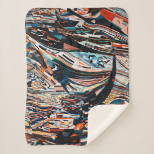 Steg mit braunem und blauem Holzschiff Sherpadecke