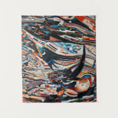 Steg mit braunem und blauem Holzschiff Wandteppich (Vorderseite)